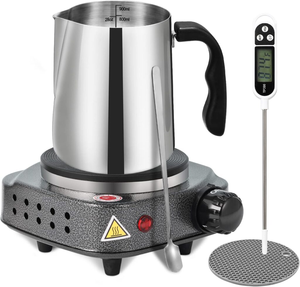SAEUYVB Candle Making Kit with Wax Melter, Thermometer, Pouring Pot and Supplies for Beginners