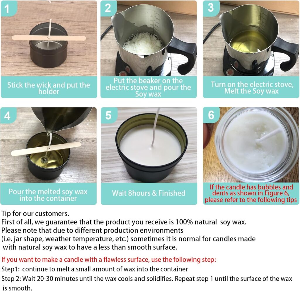 Soy Wax Candle Making Kit Supplies With Wax Melter, Natural Candle Wax For Candle Making, DIY ArtCrafts Kit for Adults,Beginner, Including 2lbs Soy Wax Flakes, Electric Stove,Candle Wick,Melting Pot