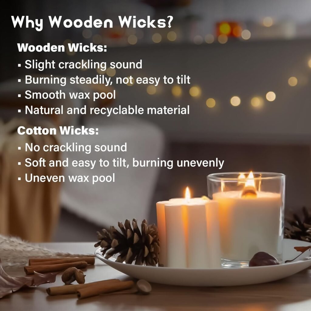 100 Wood Wicks for Candles Making - Smokeless Wooden Candle Wicks Crackling Candle Wax Wood Wick mechas para velas de cera Candle Making Wicks for Paraffin Candle Soy Wax Candlemaking(50 Sets)