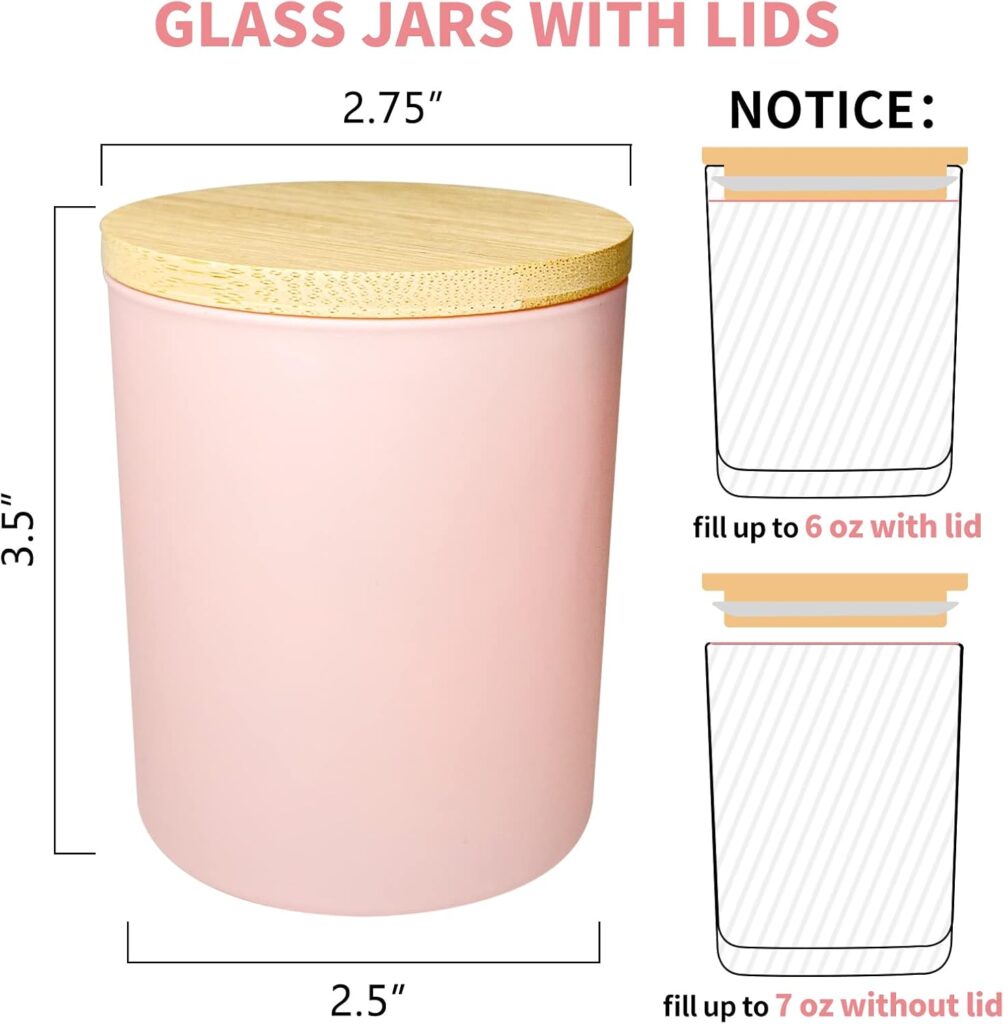 15 Pack Clear Empty Candle Jars with Bamboo Lids and Sticky Labels, Bulk Jars for Making Candles Containers - Dishwasher Safe,Glass, 7oz