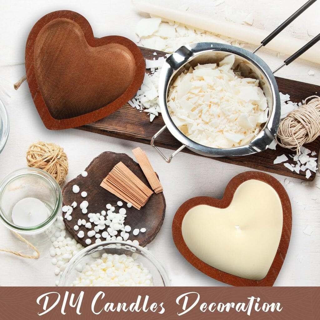 8 Sets Wedding Favors Wood Heart Candle Bowls Bridal Shower DIY Heart Shaped Dough Bowl Candles Gifts for Guests Wedding Bridal Shower Baby Shower Birthday Party