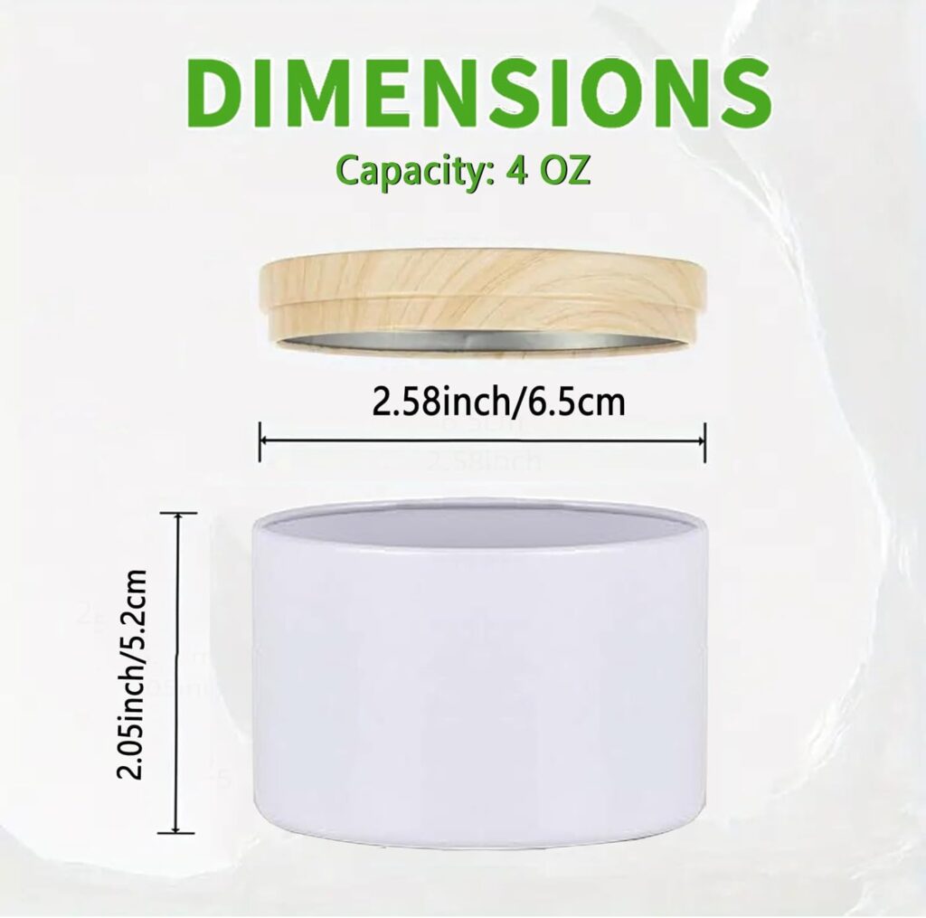 ABK 24PCS 4oz Black Candle Tins With Wood Grain Lids, Matte Jars for Candle Making, Empty Metal Container