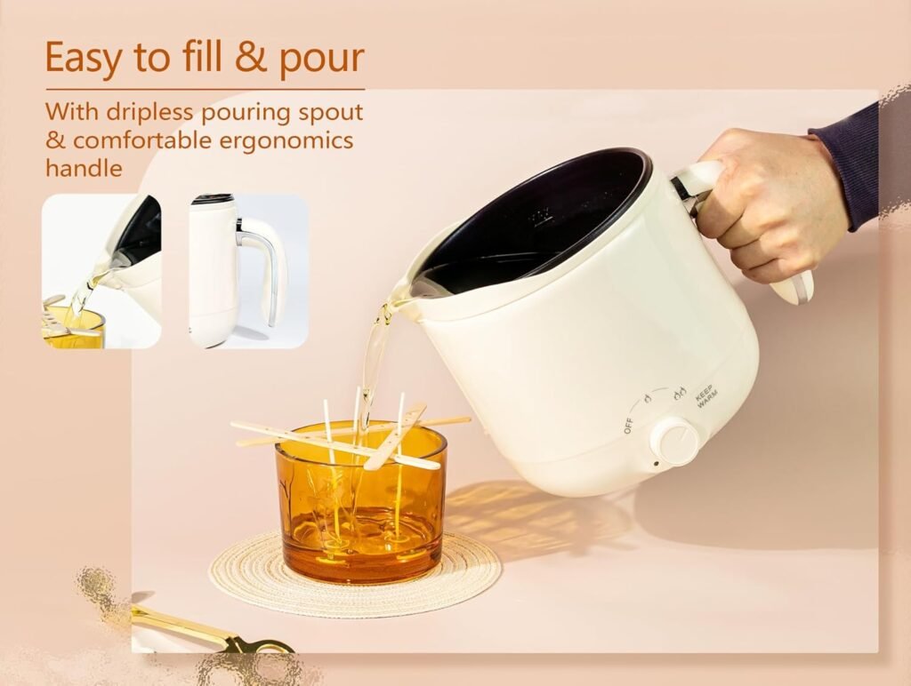 Aroparc Wax Melter for Candle Making with Thermometer, Large 60oz/1.8L Electric Wax Melter with Pouring Spout Candle Making Kit for Beginners Adults