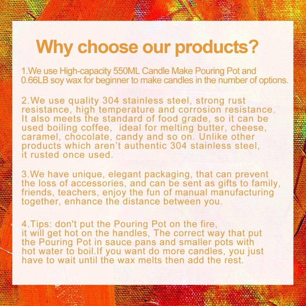 Candle Making Kit Supplies,DIY Craft Tools Including Candle Make Pouring Pot, Sticker, 3-Hole Wicks Holder, Natural Soy Wax and Spoon