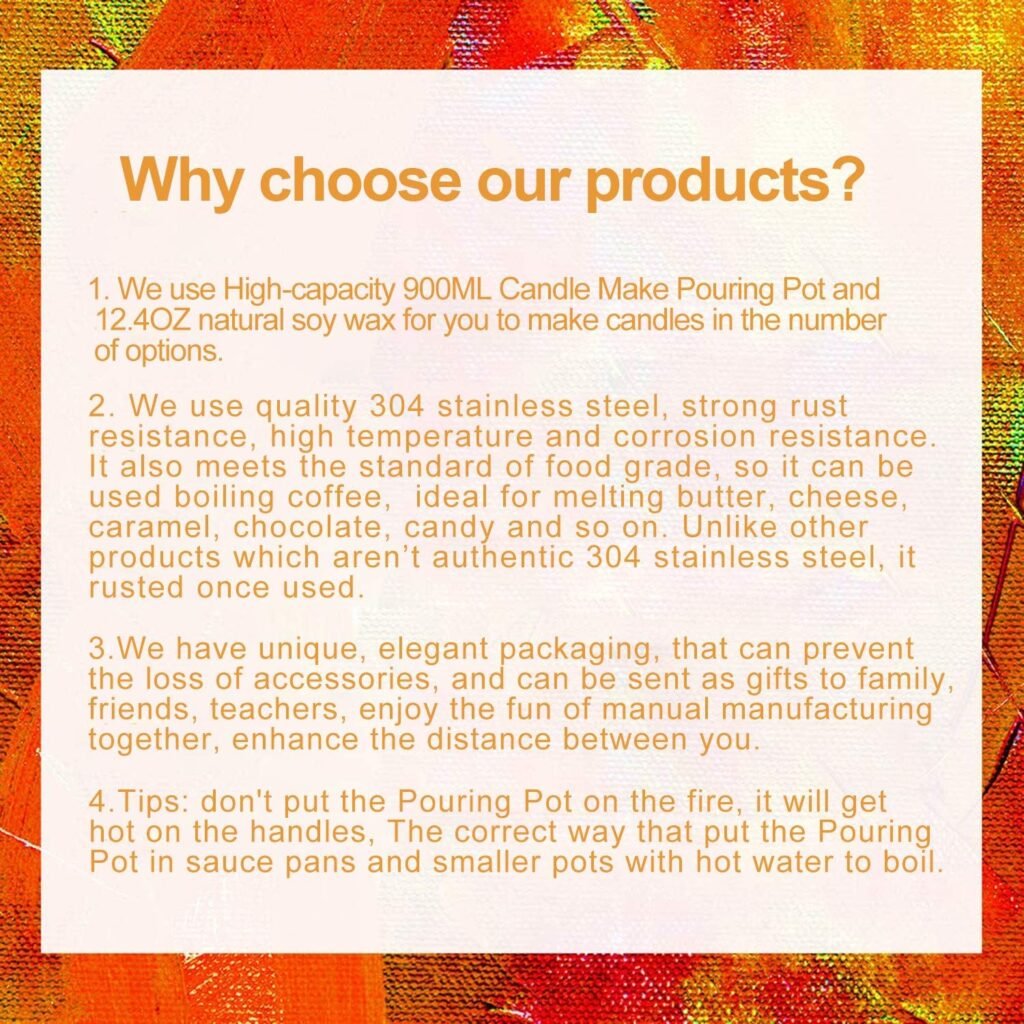 Candle Making Kit Supplies,DIY Craft Tools Including Candle Make Pouring Pot, Sticker, 3-Hole Wicks Holder, Natural Soy Wax and Spoon