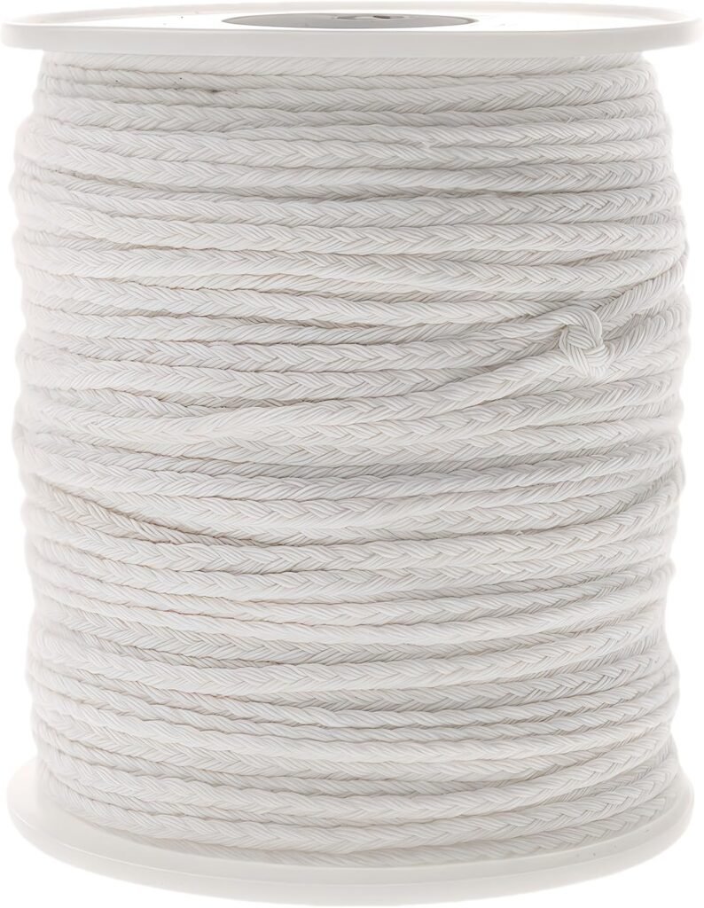 Candle Wicks 100% Natural Cotton, Roll 200 Feet Twine String Spools Braid Candle Non-Smoke Candles Wicks for Candle Making Accessories DIY(1 Roll 200Feet Cotton Wire) Mother Day+Easter Decor or Gifts