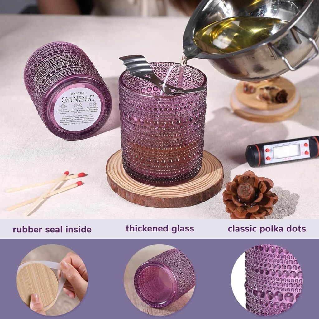 DARJEN 12 Pack Blue Candle Jars for Making Candles- 8 OZ Empty Glass Candle Making Jars with Bamboo Lids and Labels, Candle Making Supplies Candle Containers for DIY Gifts