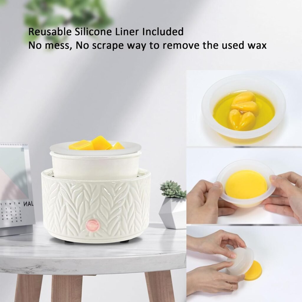 EQUSUPRO Wax Melt Warmer for Scented Wax Melts 3-in-1 Electric Ceramic Candle Wax Warmer Burner Fragrance Wax Melter for Home Office Bedroom Gift  Decor (Leaf)