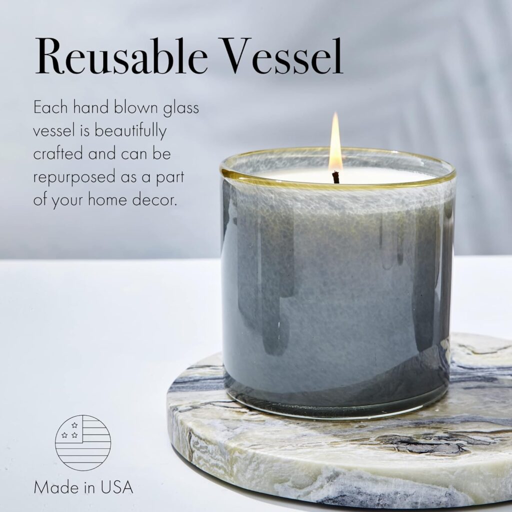 LAFCO New York Signature Candle, Sea  Dune - 15.5 oz - 90-Hour Burn Time - Reusable, Hand Blown Glass Vessel - Made in The USA