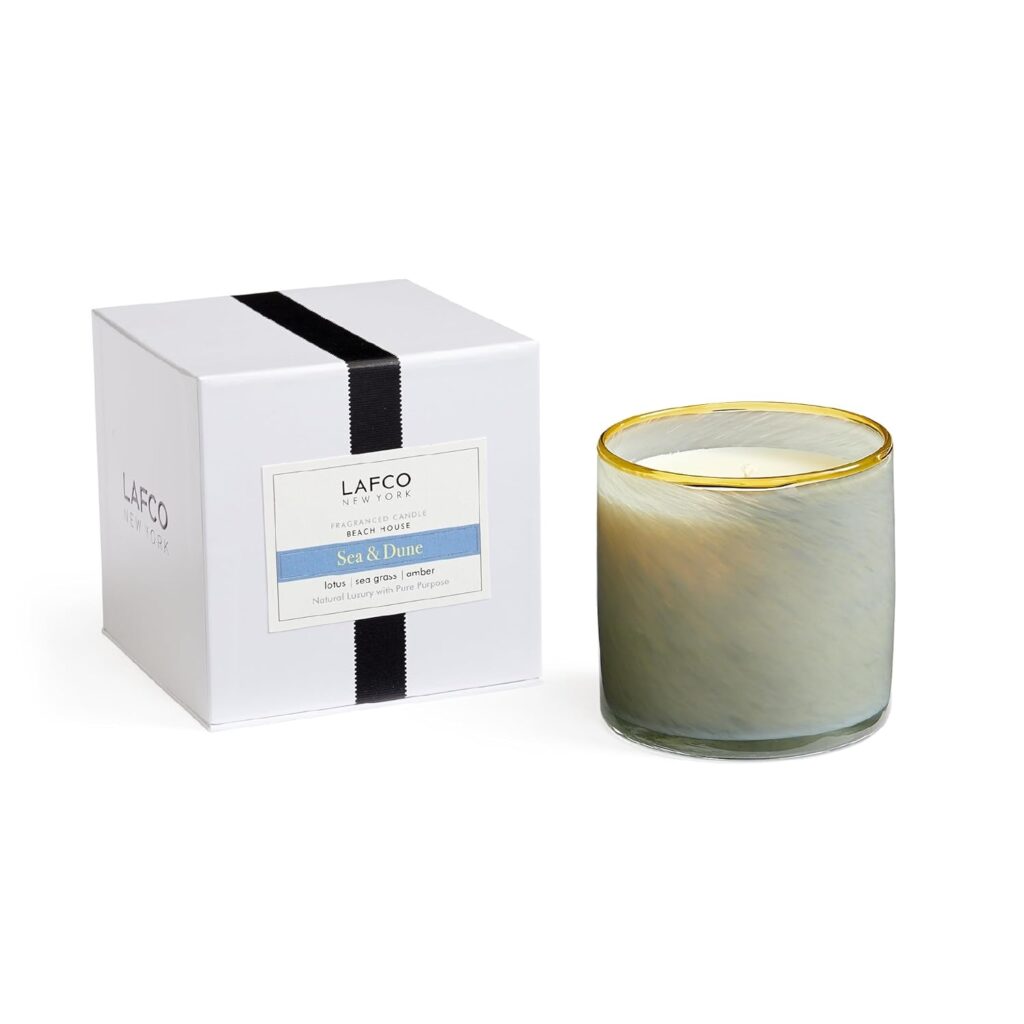LAFCO New York Signature Candle, Sea  Dune - 15.5 oz - 90-Hour Burn Time - Reusable, Hand Blown Glass Vessel - Made in The USA