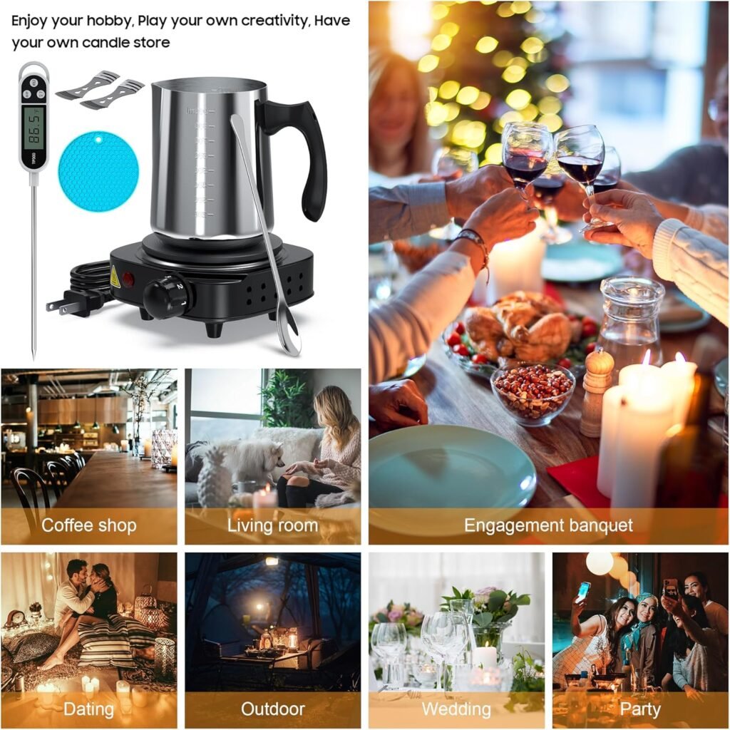 Ohcans Candle Making Kit Supplies for Beginners, Soy Wax DIY Candle Making for Adults, with 900ml Candle Make Pouring Pot, Candle Wicks, Wicks Sticker, Wicks Holder,Soy Candle Wax