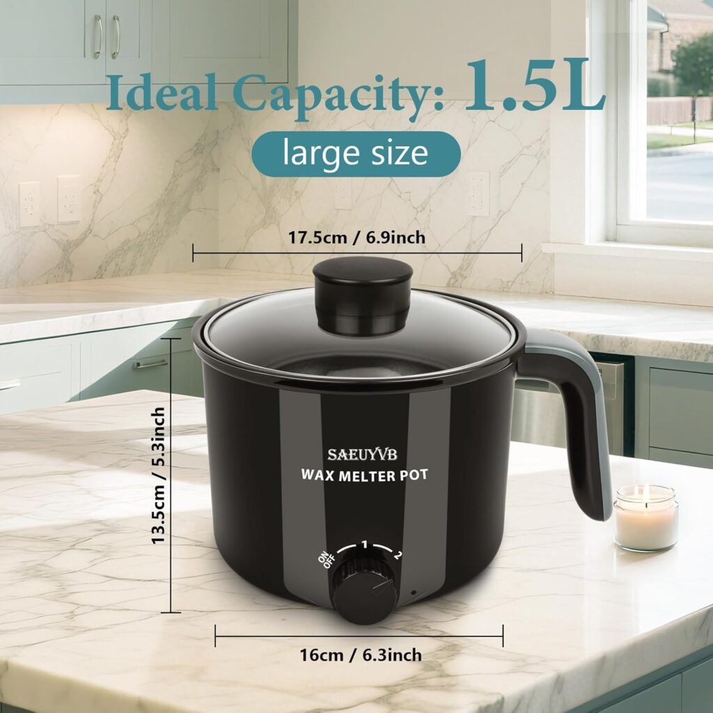 SAEUYVB Candle Making Kit with Wax Melter,Candle Making Supplies,Electric Wax Melter for Adults Beginners with Silicone Nozzle,Thermometer,Stirring Spoon, Silicone Pad,Instructions.