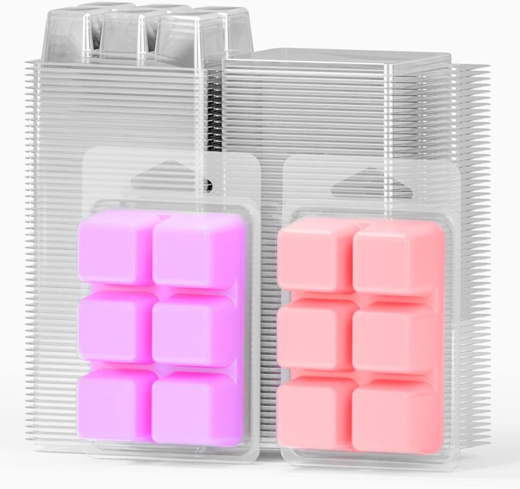 100 Pack Wax Melt Containers with 6 Cavity Clear Plastic Wax Melt Clamshell for DIY Wax Melt Candles, Shape (Square) 100 Pack Wax Melt Containers with 6 Cavity Clear Plastic Wax Melt Clamshell for DIY Wax Melt Candles, Shape (Square)