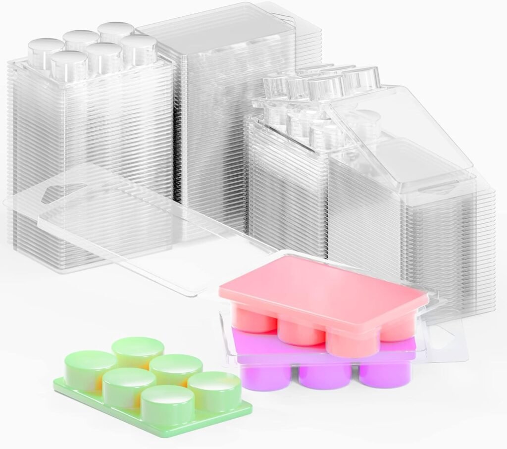 100 Pack Wax Melt Containers with 6 Cavity Clear Plastic Wax Melt Clamshell for DIY Wax Melt Candles, Shape (Square) 100 Pack Wax Melt Containers with 6 Cavity Clear Plastic Wax Melt Clamshell for DIY Wax Melt Candles, Shape (Square)