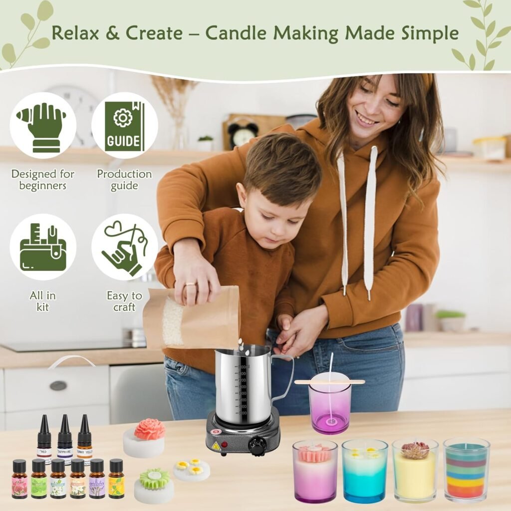 Candle Making Kit for Adults Beginners – 1200g Soy Wax, Digital Wax Melting Pot, Floral Candle Molds, Gift Boxes, Premium Candle Making Supplies, Complete DIY Set, Home Decor Gifts