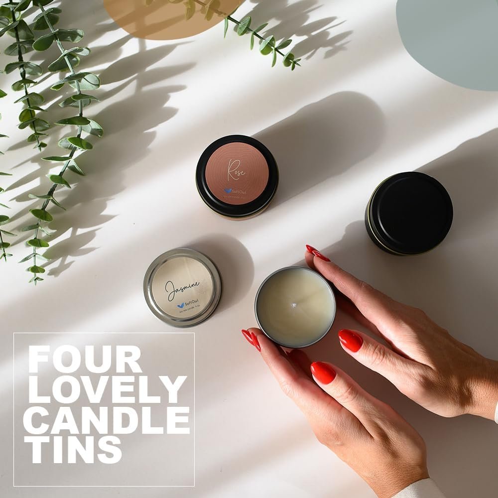 SoftOwl Premium Soy Candle Making Kit - Black Edition - Full Set with Electric Melter - Soy Wax, Big 7oz Jars  Tins, 7 Pleasant Scents, 10 Color Dyes  More - Perfect as Home Decorations