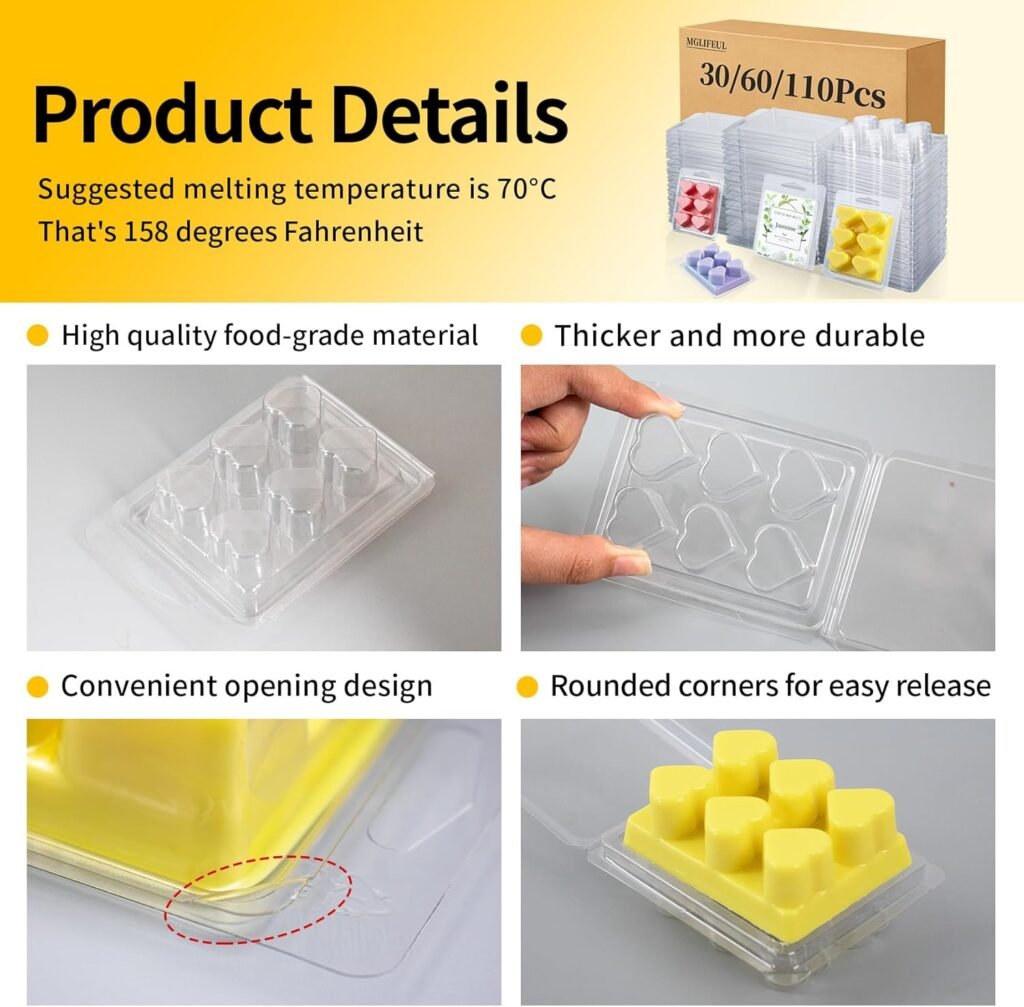 Wax Melt Container Clamshell Packaging Mold Box Stand for Plastic Clear Empty Wax Candle Melt Tart Packaging Cube Container Clamshell Mold Holder Organizer Tray Empty Shape Bulk wth Lid Wax Melt Container Clamshell Packaging Mold Box Stand for Plastic Clear Empty Wax Candle Melt Tart Packaging Cube Container Clamshell Mold Holder Organizer Tray Empty Shape Bulk wth Lid