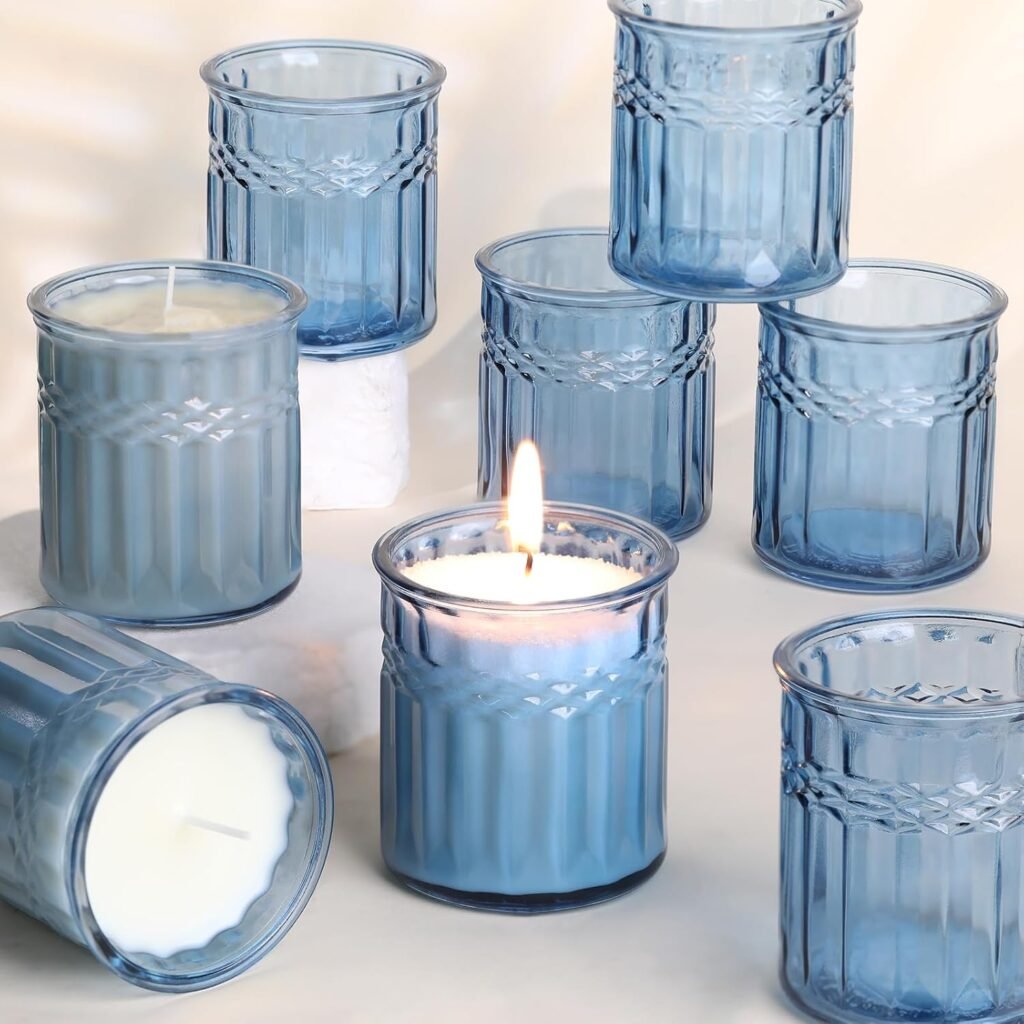 10pcs 7oz Thick Candle Jars for Making Candles, Green Empty Candle Jars Without Wood Lids, Candle Containers for Making Candles Bulk