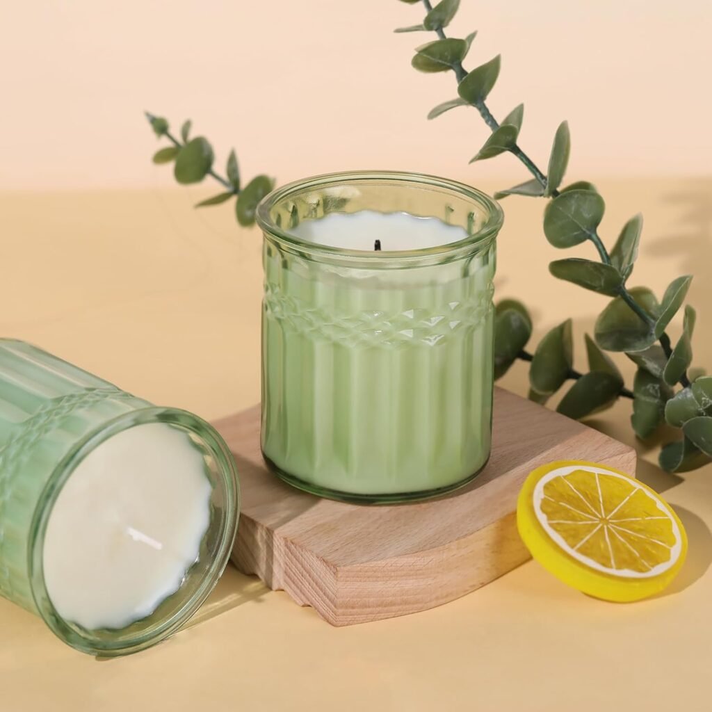 10pcs 7oz Thick Candle Jars for Making Candles, Green Empty Candle Jars Without Wood Lids, Candle Containers for Making Candles Bulk