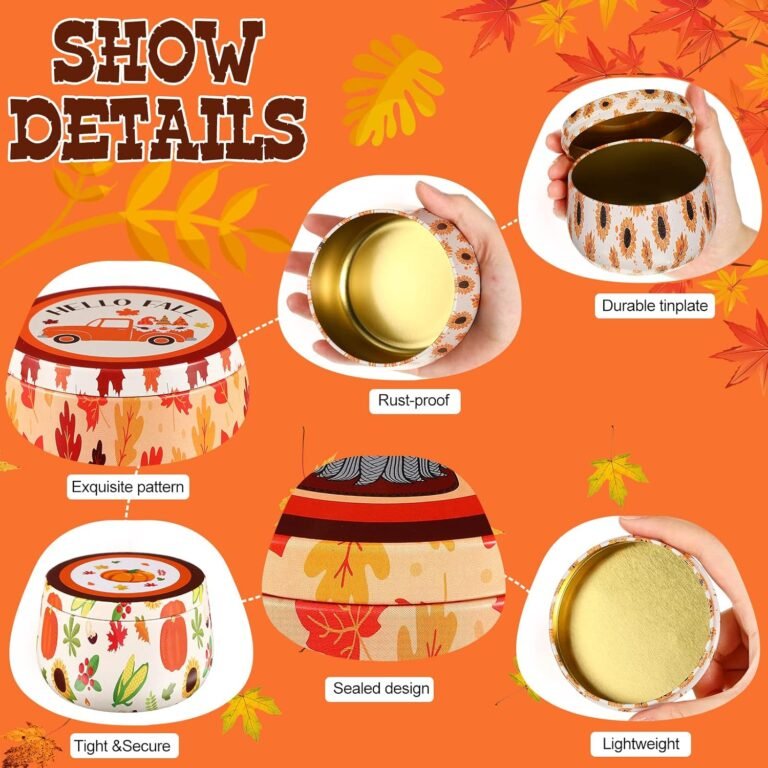 12 pack thanksgiving candy tins with lids autumn cookie tins fall maple leaves candle tins for making candles tinplate w 1