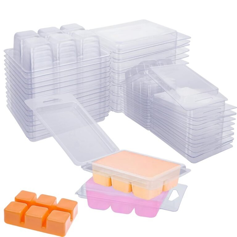 150 pack wax melt clamshells molds 6 cavity clear empty plastic cubes wax melt container for diy wax melt candles wickle