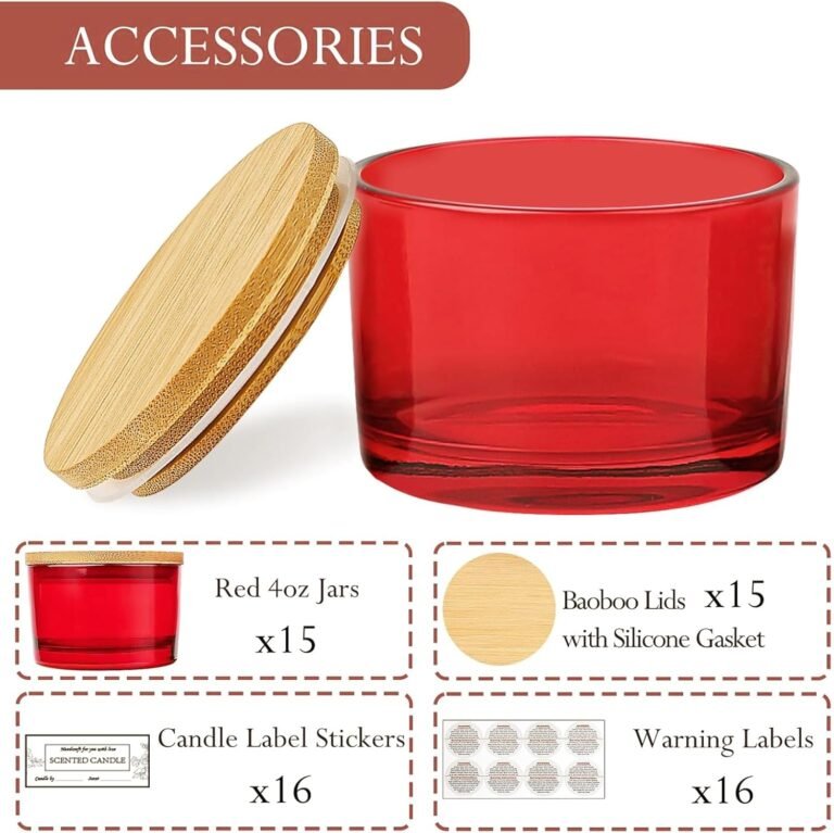 Connoo 15 pack 4 oz gold amber glass candle jars with airtight bamboo lids for making candles bulk small wide mouth empt 2