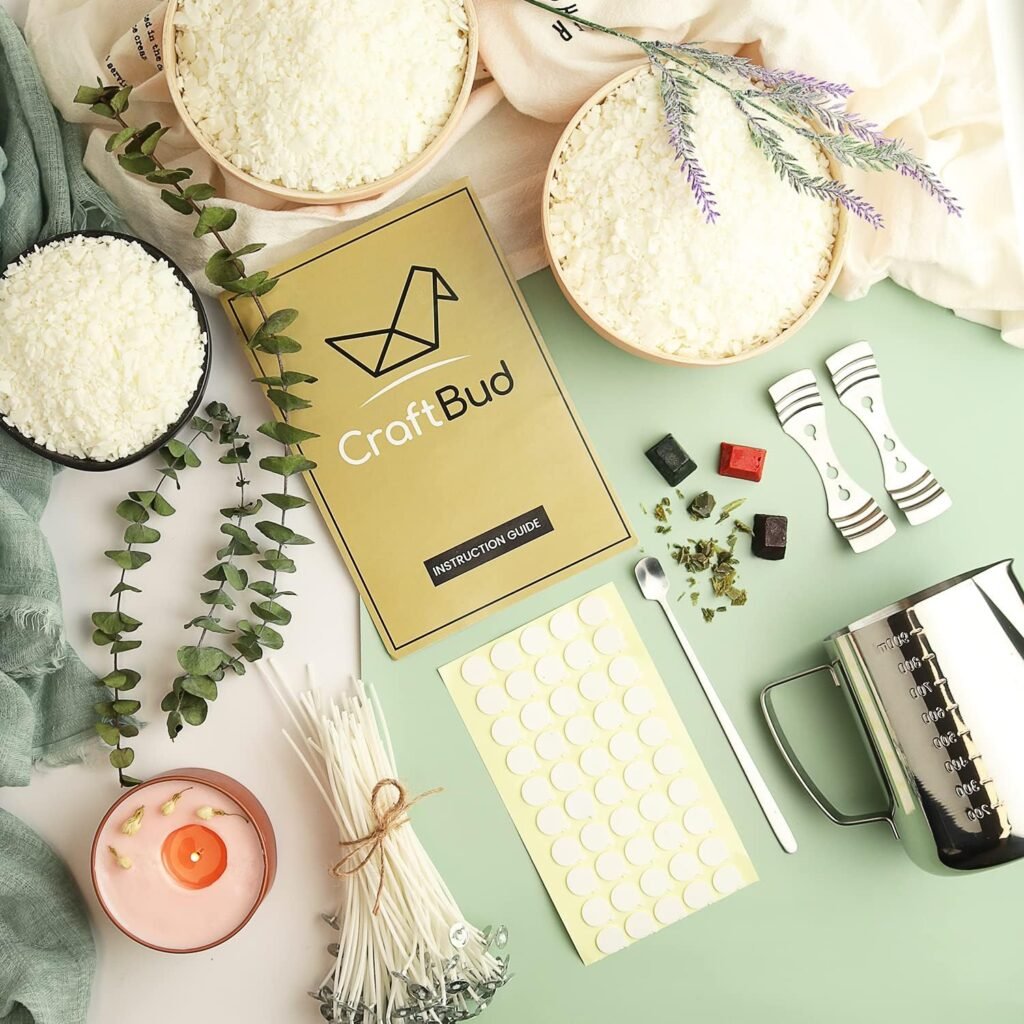 CraftBud Soy Candle Making Kit for Adults Kids, 12.4Oz Soy Wax, 108 PC DIY Kit Includes Wax Melter, Wicks, Dyes More