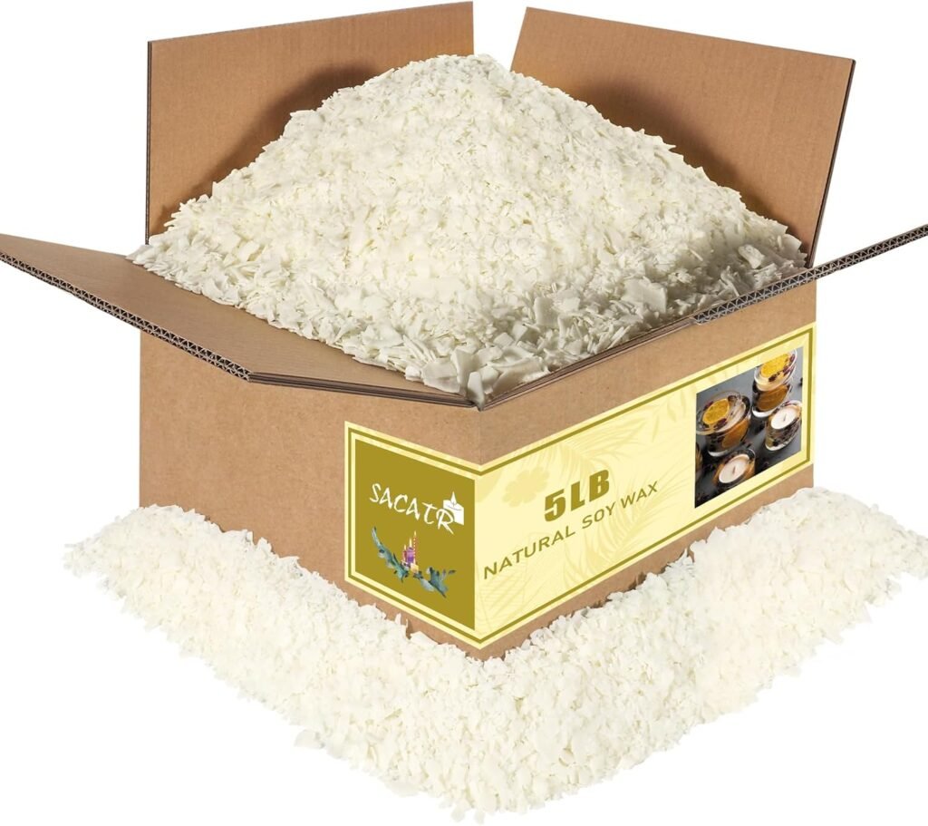 SACATR 5LB Soy Wax for Candle Making, 100% Soy Wax - Natural Candle Wax- No additives and Pure, Premium Quality Candle Wax for Candle Making