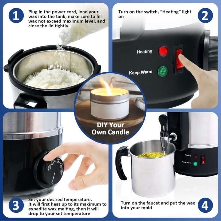Tcfundy candle making wax melting pot 845qts17lbs electric non stick candle wax melter pot 8l diy candle making kit for 1 3
