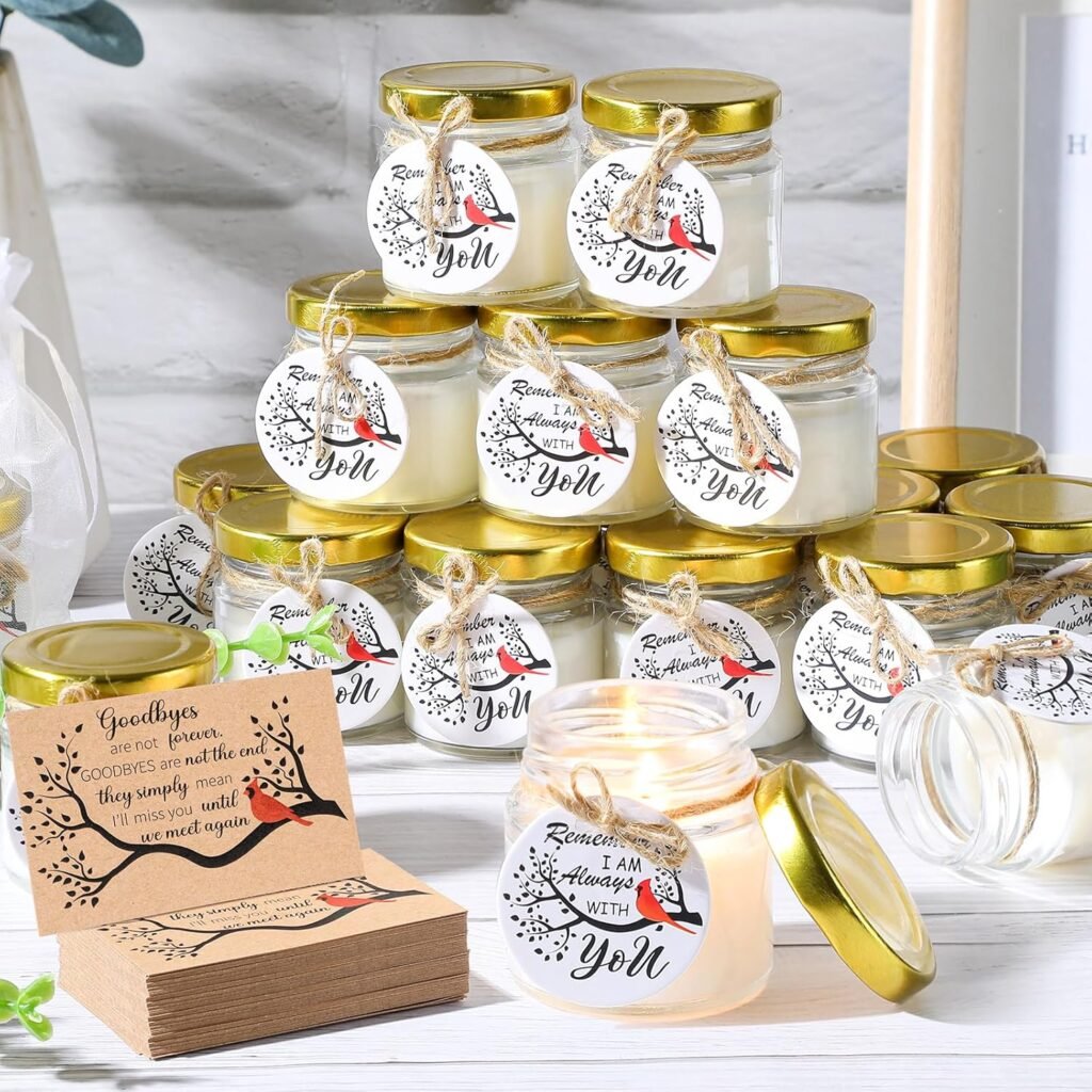 Tondiamo 20 Pcs Christmas Candle Favors Bulk Bluebell Scented Jars Wooden Christmas Tree Snowflake Candle for Home Decoration Gifts