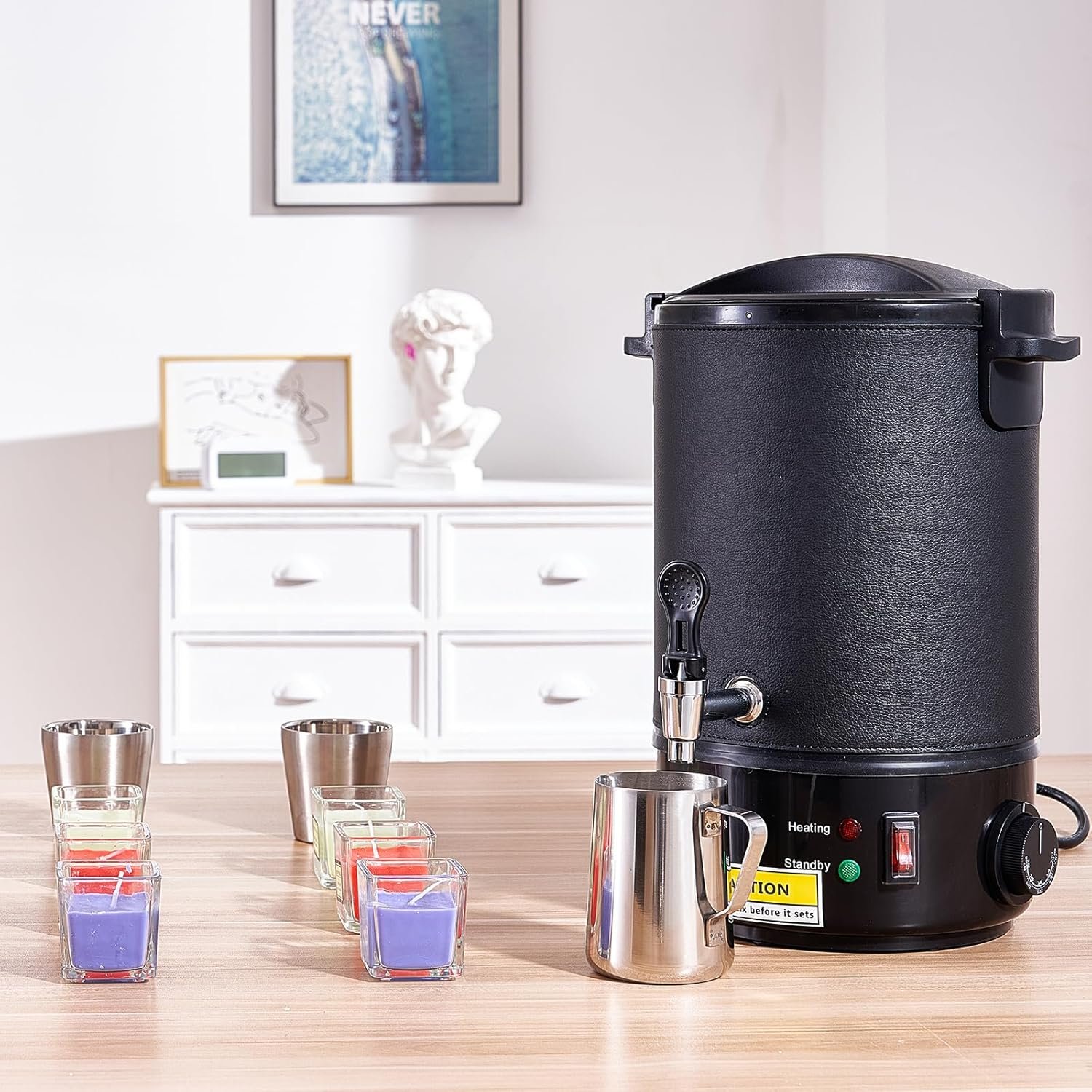 Vevor wax melter for candle making 65 liter large electric wax melting pot easy pour spout 9 level temperature control e 4