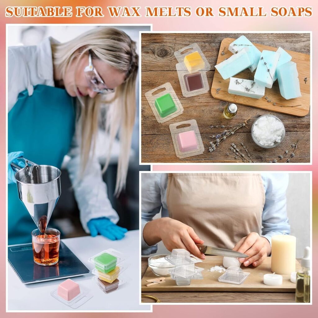 Wesiti Wax Melt Molds Clear Empty Plastic Wax Melt Clamshells Container Pet Single Cube 1 oz Candle Molds for DIY Chocolates Wickless Candles Soap Making(100 Pcs)