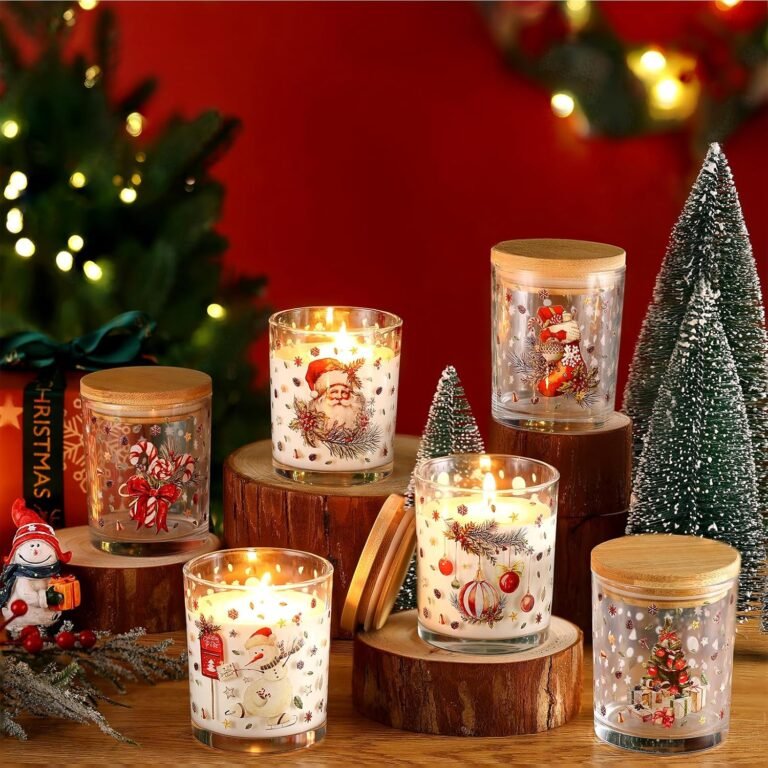 12 pack 7 oz christmas glass candle jar with wood lids xmas classical thick empty jars for making candles small holiday 1 3