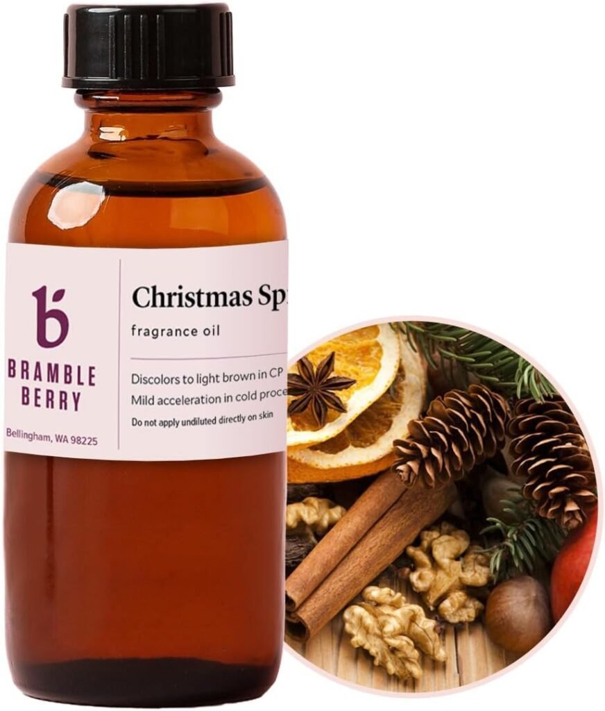 Bramble Berry Christmas Spice Fragrance Oil 2 oz | Warm Holiday Scent for Soap Making, Candles, Lotion, Bath Bombs  Perfume | Skin Safe, Vegan, Paraben  Phthalate Free
