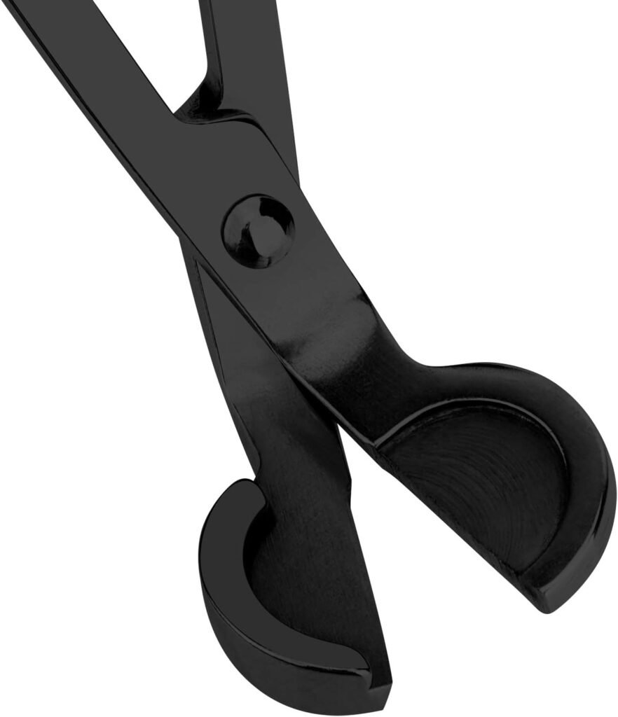 CHEFBEE Candle Wick Trimmer, Polished Stainless Steel Wick Clipper Cutter, Scissors, Reaches Deep Into Candles to Cut Spent Cord, Allow Cleaner Burn and Prevent Soot Buildup (Black)