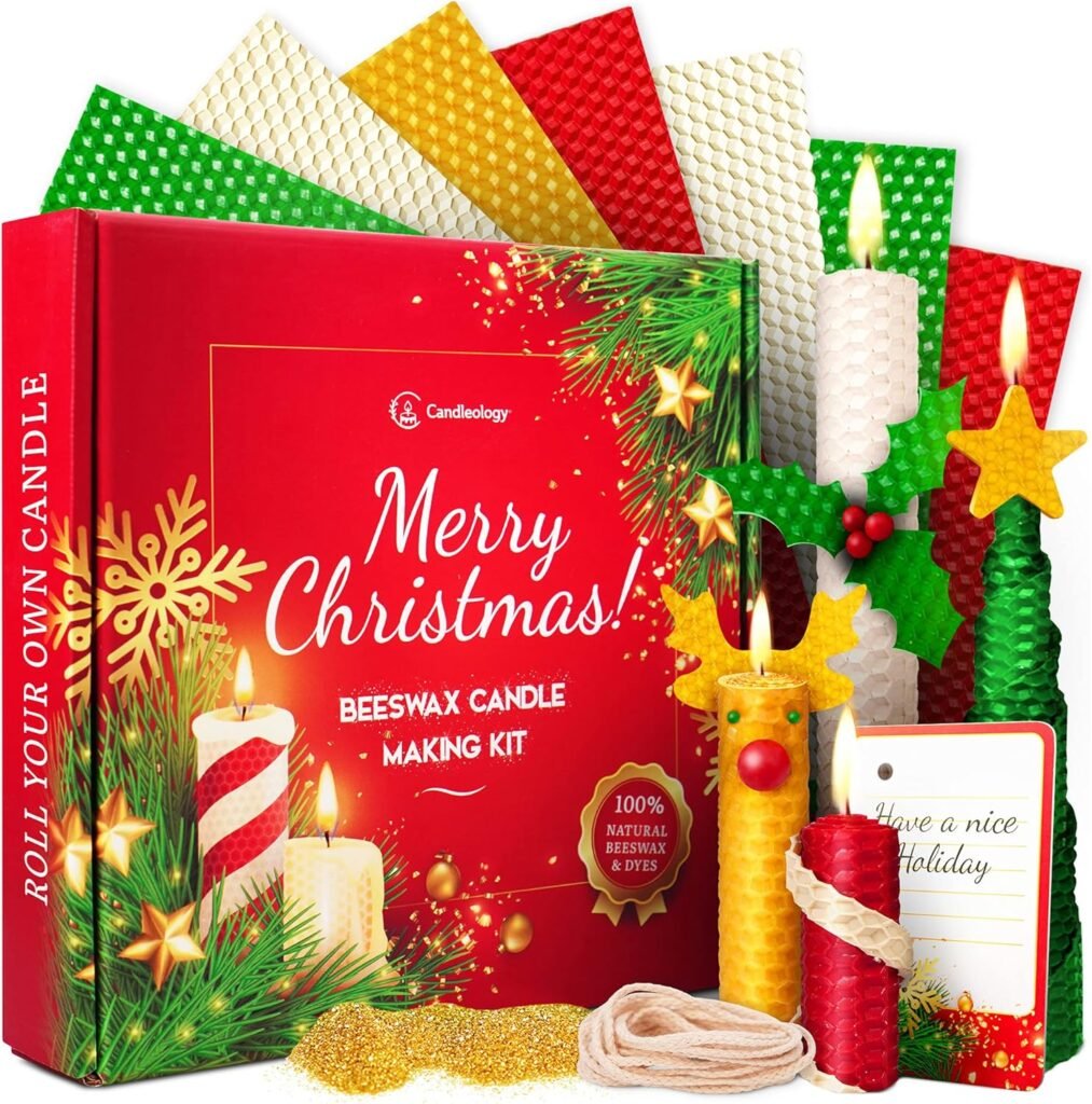 Christmas candle rolling kit beeswax candle making kit for kids adults christmas hanukkah kwanzaa diy winter candles cra