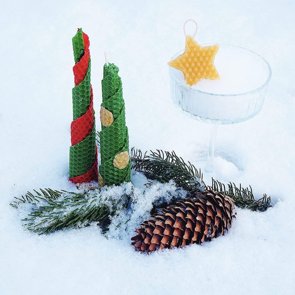 Christmas Candle Rolling Kit - Beeswax Candle Making Kit for Kids Adults (Christmas, Hanukkah, Kwanzaa) - DIY Winter Candles Craft Project