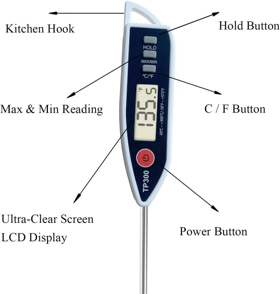 Digital Meat Food Thermometer for Candy Candle Milk BBQCooking Kitchen BBQ, Probe Instant Read Thermometer for Pork Deep Fry Roast Baking Temperature Digital Meat Food Thermometer for Candy Candle Milk BBQCooking Kitchen BBQ, Probe Instant Read Thermometer for Pork Deep Fry Roast Baking Temperature
