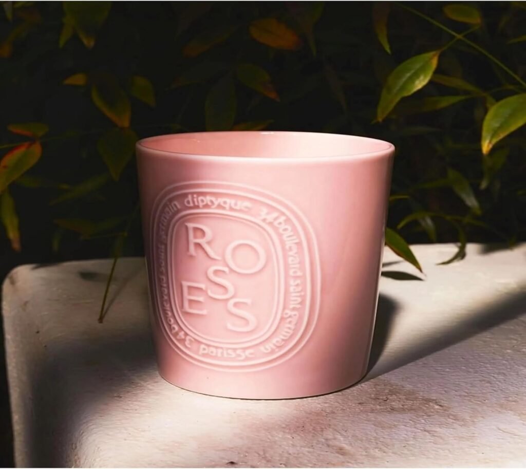 Diptyque Roses Candle 600g Porcelain jar Luxury Candle 100h Burn time 21.1 oz, Pink