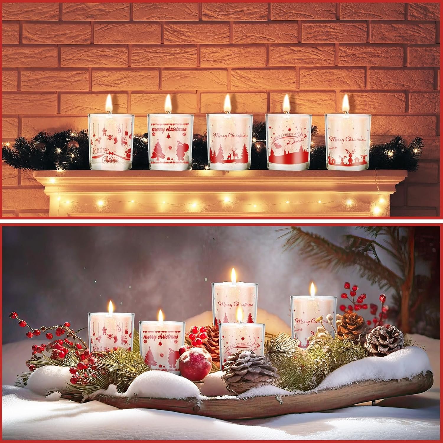 Ziliny 10 pcs christmas glass candle jars empty containers bulk 7 oz glass jars with cork lids tins for candle making st 3