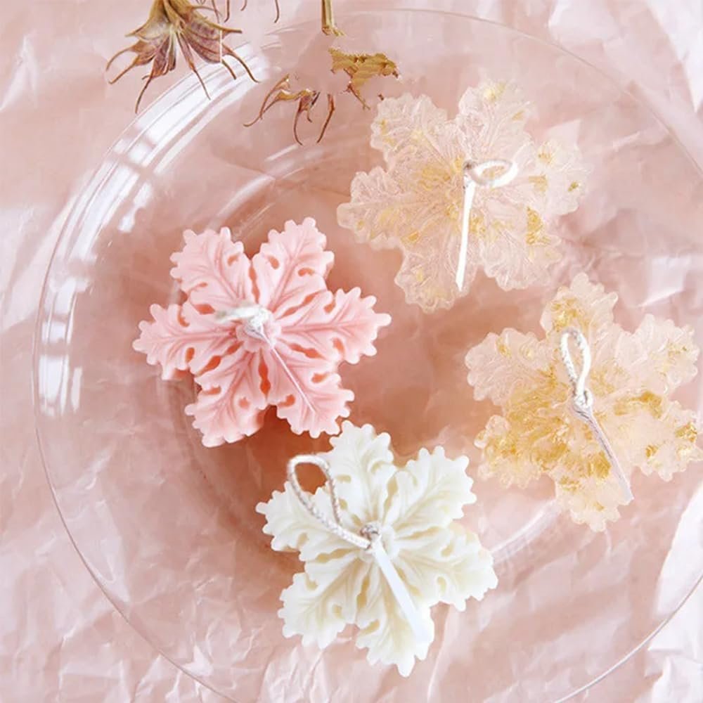 2 Pcs Silicone Snowflake Mold Candle Soap Day Aromatherapy Plaster Candle Decorating Mold Candy Chocolate Making Tools