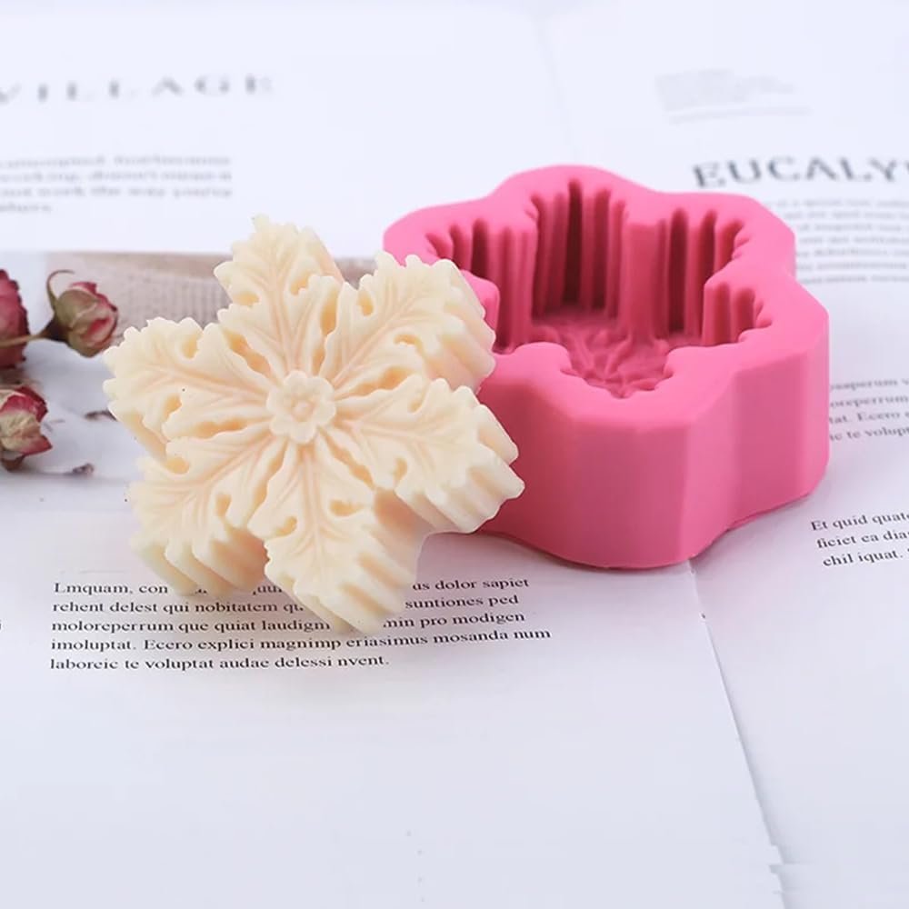 2 Pcs Silicone Snowflake Mold Candle Soap Day Aromatherapy Plaster Candle Decorating Mold Candy Chocolate Making Tools