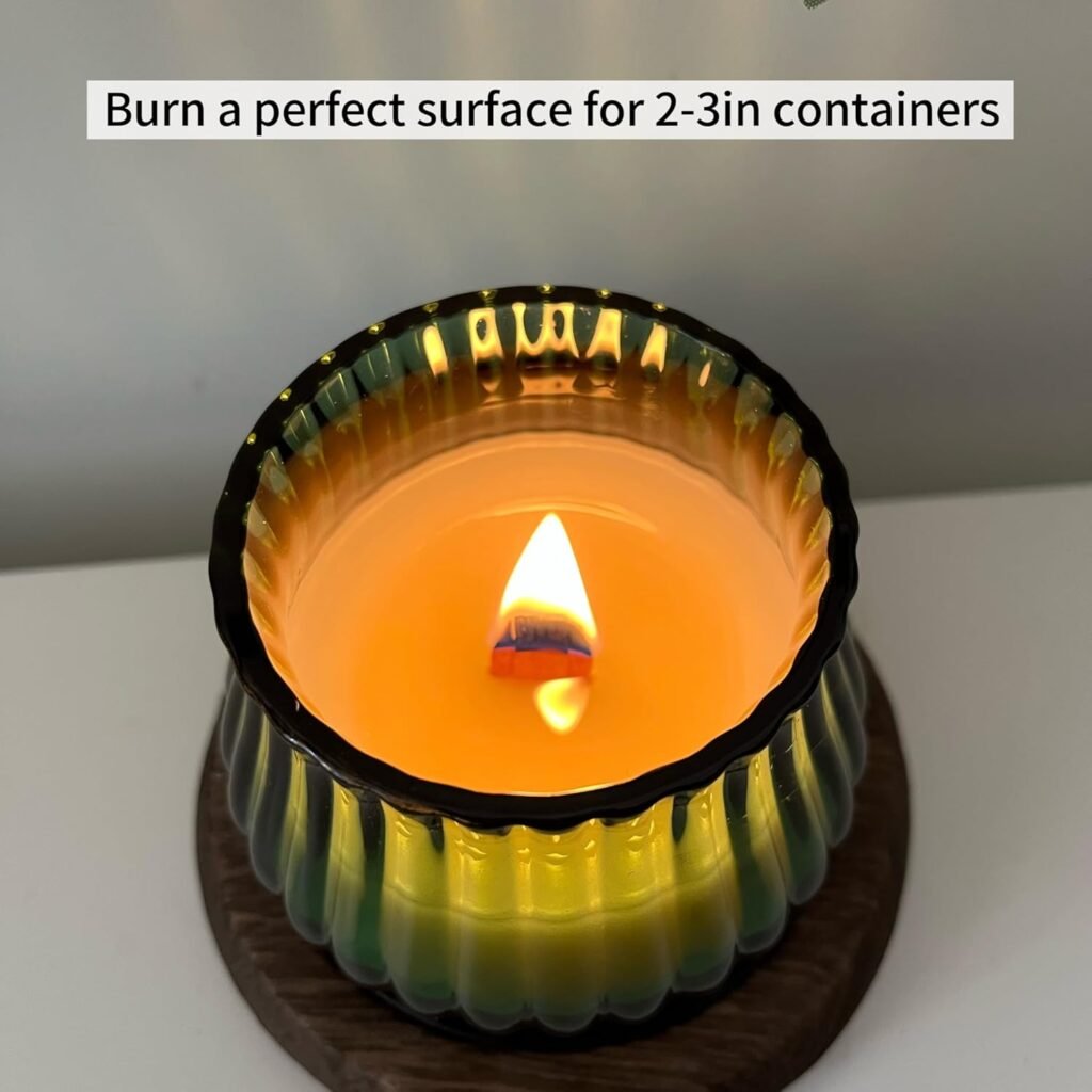 30 Sets Double-Layered Smokeless Cherry Wood Candle Wicks, Long Lasting Flame, Easily Burn, Candle Cores with Stand and Glue Dot, Warning Label for DIY Candle Making