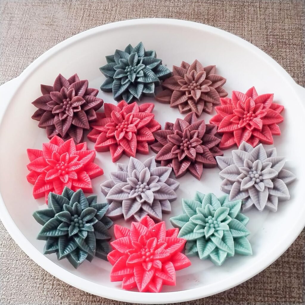 4PCS Christmas Candle Soap Silicone Molds, Holly Leaf Chocolate Cake Decorating Jelly Candy Dessert Molds, 3D Plant Leave Mold for Epoxy Resin Casting Concrete Candle Soap Wax Gypsum DIY Craft