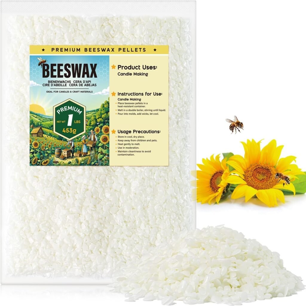 Beeswax Pellets for Candle Making – 5lb/10lb/20lb – Natural Beeswax for Candles, Lip Balms, and Skincare – White Beeswax for DIY Projects – Ideal for Beginners and Experts（5lb）