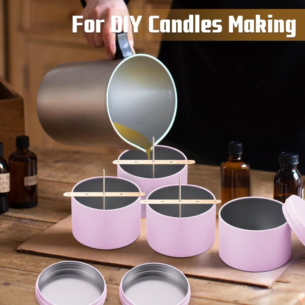 Candle Tins 8oz, 24-Pack Premium Matte Full Black 8 OZ Metal Candle Jars with Lids for Making Candles, Bulk Empty Candle Containers for Small Business - Black