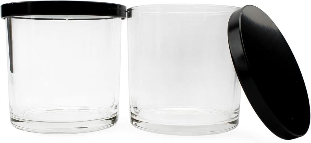 Darware 16oz Empty Candle Jars with Metal Lids (4-Pack), Fancy Candle-Making Containers