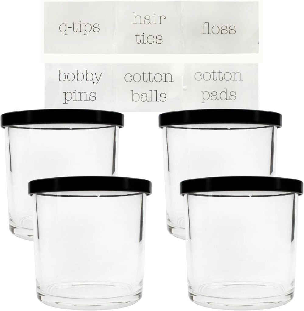 Darware 16oz Empty Candle Jars with Metal Lids (4-Pack), Fancy Candle-Making Containers