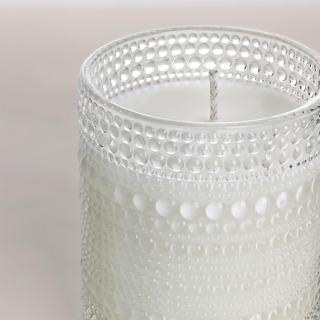 DEVI 14oz Large Clear Glass Candle Jars for Making Candles (6 Pack), Bulk Empty Glass Candle Jars with Bamboo Lids, Bulk Empty Glass Containers, Candle Vessels for Candle Making Supplies, Home Decor