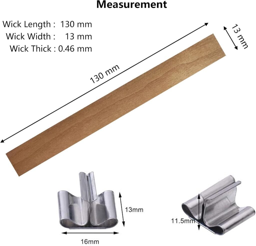 Extra Thick Wood Wicks for Candles Making 0.75 x 5.12 inch Crackling Wooden Candle Wick 100 PCS Natural Wooden Wicks for Candlemaking Wide Candle Wicks with Candle Wick Holders Metal Base
